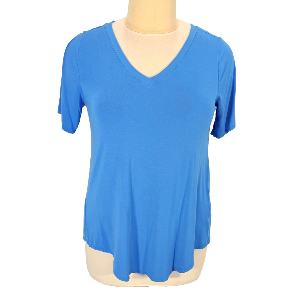 Zenana Tunic Tee Shirt Women's XXL Light Blue Short Sleeve V-Neck Flared Hem